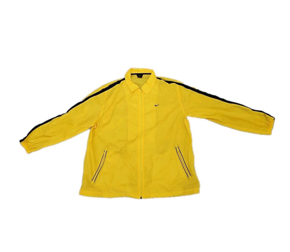 Vintage Nike Windbreaker Full Zip Vented Jacket Mens XL Running POCKETS Yellow